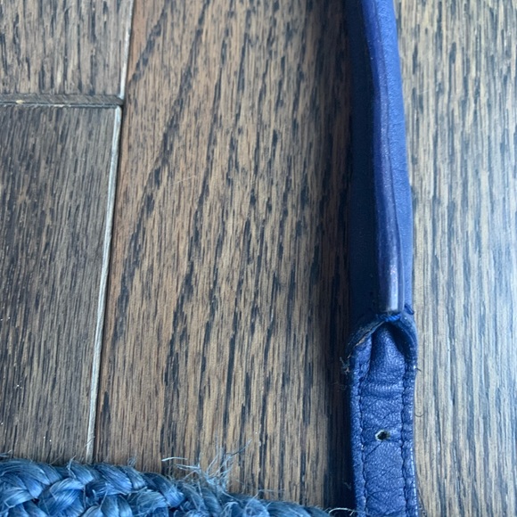 Balenciaga Blue Raffia & Leather Panier Basket Tote - Picture 12 of 13